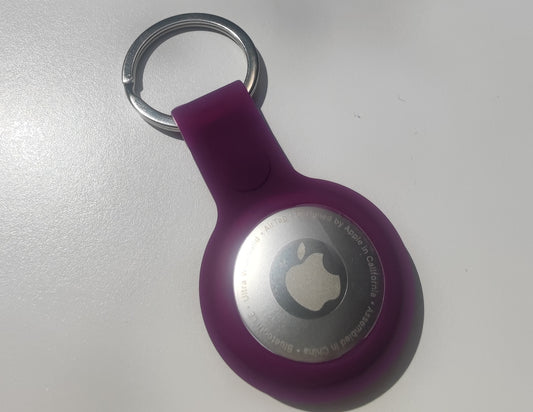 Set Apple NFC AirTag Tracker mit Case Anhänger Schutzhülle Schlüsselanhänger violett
