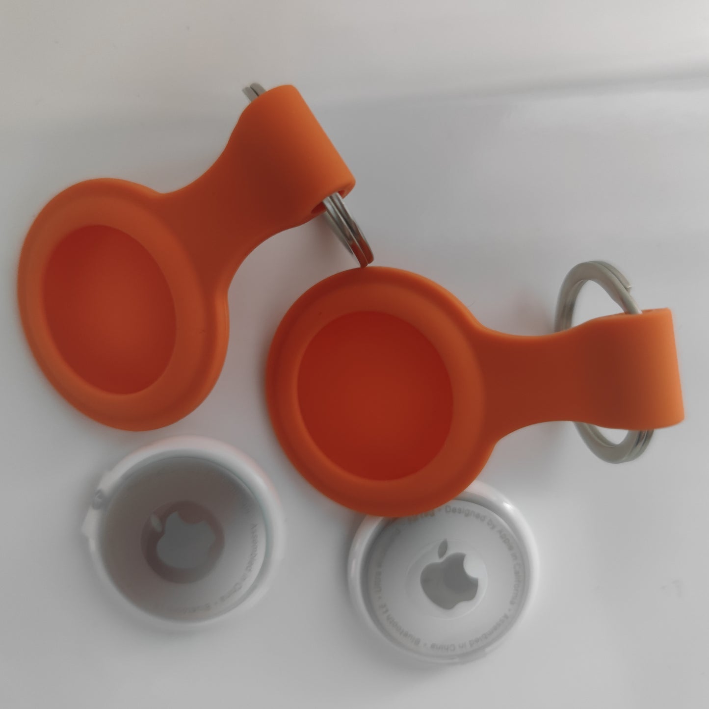 Set 2 Apple NFC AirTag Tracker mit Case Anhänger Schutzhülle Schlüsselanhänger orange