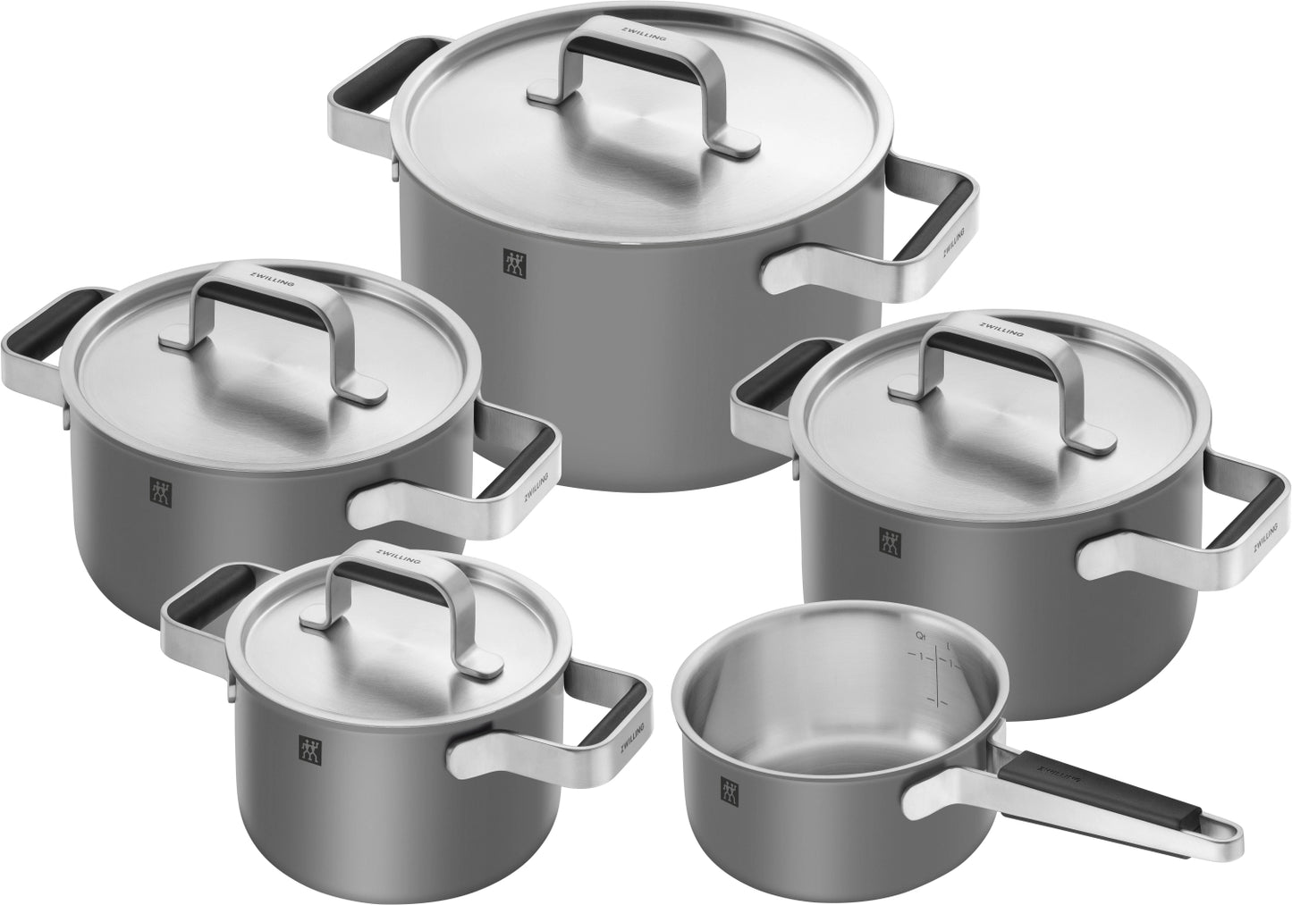 Stainless steel cooking pot set Zwilling Pure with three-layer base technology