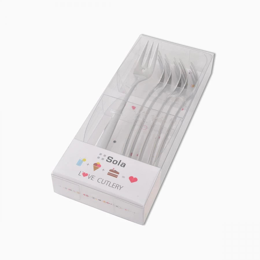 Cake fork set with heart 6 pieces Love Cutlery personalized individual laser engraving possible